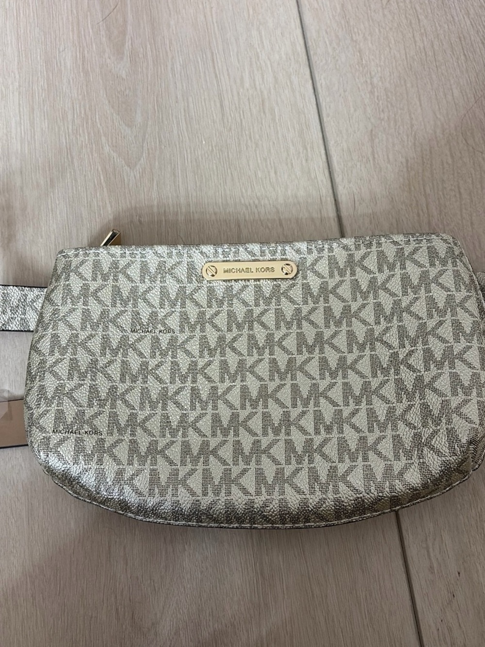 Michael Kors Metallic Gold MK Logo Crossbody Bag